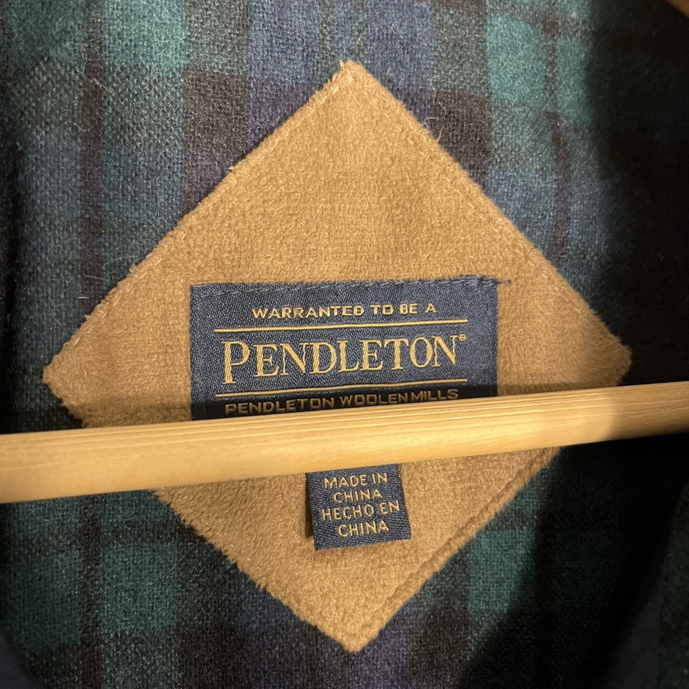 Pendleton Jacket Womens Medium Blue Green Full Zip Deep Pile Coat Mock Neck - Picture 4 of 8
